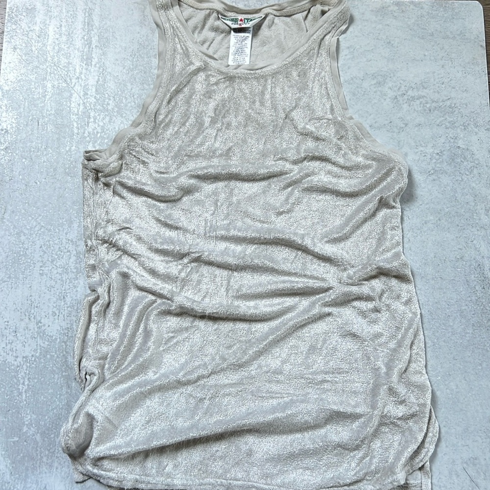 Hard tail women’s gray velour tank top sz small long USA silver